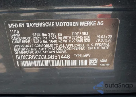 2020 BMW X5 xDrive40I z USA, uszkodzony, nr VIN 5UXCR6C03L9B51448
